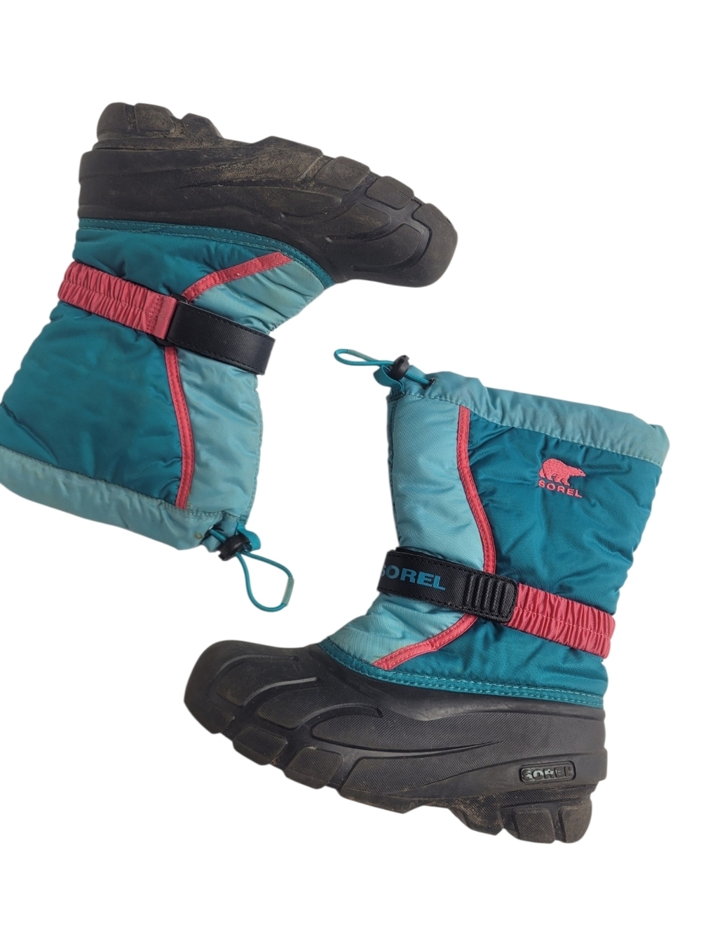Sorel Kids Teal Snow Boots with Pink Trim Size 3